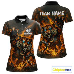Personalized 8 Ball Tiger Fire Billiard Shirt For Women Custom Pool Team Jersey Polo & 1/4 Zip TDM4538