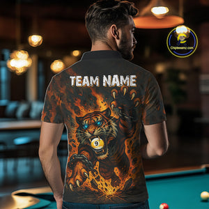 Personalized 8 & 9 Ball Tiger Fire Billiard Shirt For Men Custom Pool Team Jersey Polo & 1/4 Zip TDM4539