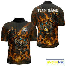 Load image into Gallery viewer, Personalized 8 &amp; 9 Ball Tiger Fire Billiard Shirt For Men Custom Pool Team Jersey Polo &amp; 1/4 Zip TDM4539
