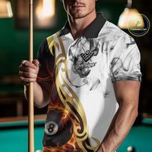 Load image into Gallery viewer, 8 Ball Pool Fire Flame Smoke Tribal Billiard Shirt For Men Custom Billiard Team Jersey |White TDM5398