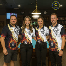 Load image into Gallery viewer, 8 Ball Pool Fire Flame Smoke Tribal Billiard Shirt For Men Custom Billiard Team Jersey |White TDM5398