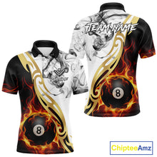 Load image into Gallery viewer, 8 Ball Pool Fire Flame Smoke Tribal Billiard Shirt For Men Custom Billiard Team Jersey |White TDM5398
