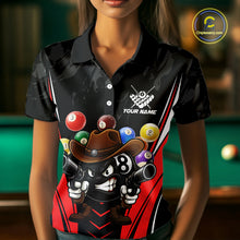 Load image into Gallery viewer, Black And Red Funny 8 Ball Billiard Shirt For Women Custom Pool Team Shirts, Billiard Jersey Outfit TDM5406