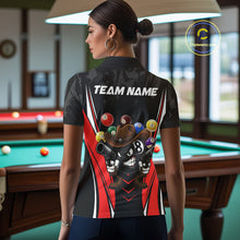 Load image into Gallery viewer, Black And Red Funny 8 Ball Billiard Shirt For Women Custom Pool Team Shirts, Billiard Jersey Outfit TDM5406