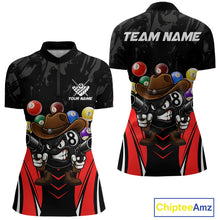 Load image into Gallery viewer, Black And Red Funny 8 Ball Billiard Shirt For Women Custom Pool Team Shirts, Billiard Jersey Outfit TDM5406