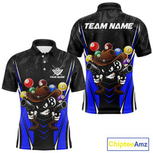 Load image into Gallery viewer, Black And Blue Funny 8 Ball Billiard Shirt For Men Custom Pool Team Shirts, Billiard Jersey Outfit TDM5407