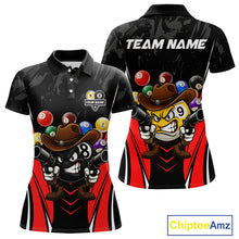 Load image into Gallery viewer, Funny 8 Ball &amp; 9 Ball Billiard Shirt For Women Custom Black And Red Pool Team Shirt, Billiard Jersey TDM5408