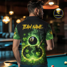 Load image into Gallery viewer, Personalized St Patrick Day Smoke 8 Ball Billiard Shirt For Men, Luckiest Shamrock Pool Jersey TDM5899
