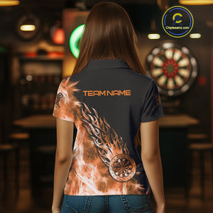 Orange And Black Light Icy Women Darts Polo & Quarter Zip Custom Dart Shirts For Team Dart Jerseys TDM3873