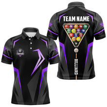 Load image into Gallery viewer, Personalized 8 Ball Pool Billiard Balls Polo &amp; 1/4 Zip For Men Custom Team Billiard Jersey | Purple TDM3534
