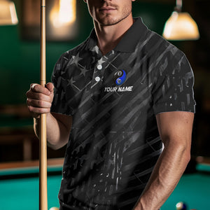 Black US Flag Ying And Yang 8 Ball & 10 Ball Custom Billiard Shirts For Men Funny Billiard Jerseys TDM3540