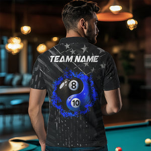 Black US Flag Ying And Yang 8 Ball & 10 Ball Custom Billiard Shirts For Men Funny Billiard Jerseys TDM3540