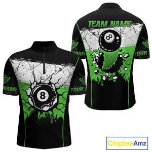 Personalized Green Funny Break 8 Ball Grunge Billiard Shirt For Men Custom Pool Team Jersey TDM4339