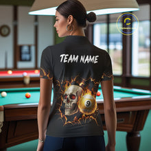 Load image into Gallery viewer, Personalized Skull 8 Ball &amp; 9 Ball Fire Billiard Shirt For Women Custom Billiard Pool Team Jersey TDM5425