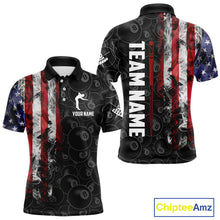Load image into Gallery viewer, Personalized Smoke American Flag 8 Ball Billiard Shirts For Men Custom Patriotic Pool Team Jerseys TDM5430