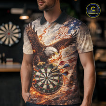 Load image into Gallery viewer, Personalized Grunge Fire Eagle Darts Shirt For Men, Patriotic Darts Jersey Team Polo &amp; 1/4 Zip TDM5911