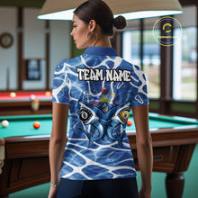Load image into Gallery viewer, Blue Funny Shark 9 Ball &amp; 8 Ball Billiard Shirt For Women Custom Pool Team Jersey Polo &amp; 1/4 Zip TDM6057