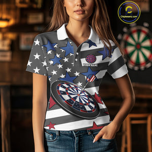 Patriotic American Flag Eagle Dart Shirts For Women Custom Darts Jerseys Team Polo & 1/4 Zip TDM3883