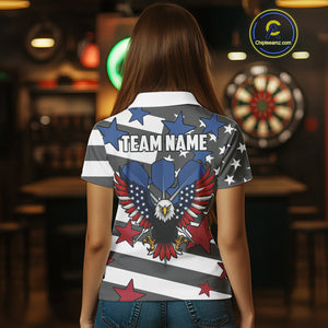 Patriotic American Flag Eagle Dart Shirts For Women Custom Darts Jerseys Team Polo & 1/4 Zip TDM3883