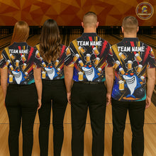 Load image into Gallery viewer, Colorful Graffiti Funny Shark And Beer Bowling Polo, 1/4 Zip For Women Custom Bowling Team Jersey TDM6488