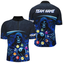 Load image into Gallery viewer, Blue Grim Reaper Custom Billiard Balls Pool Jerseys For Men, 3D Printed Billiard Team Shirts TDM2468