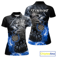 Load image into Gallery viewer, Personalized Wolf And Skull Smoke Blue Womens Dart Shirts Custom Dart Jerseys Team Polo &amp; 1/4 Zip TDM5186