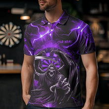 Load image into Gallery viewer, Personalized Purple Grim Reaper Custom Thunder Lightning Men Dart Shirts, 3D Darts Team Jerseys TDM3550
