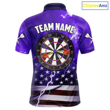 Load image into Gallery viewer, Purple Lightning US Flag Dart Shirt For Men Custom Dart Jersey Pocket Option TDM5916