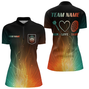 Custom Rainbow Aim Love Dart Shirt With Pocket Option For Women, Dart Jersey TDM3713
