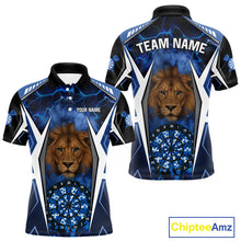 Load image into Gallery viewer, Blue Camo Dartboard Lion Dart Shirts For Men Custom Polo &amp; Quarter Zip Team Darts Jerseys TDM3980