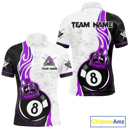 8 Ball Pool Crown Billiard Shirt For Men Custom Pool Jersey Billiard Team Shirt |Purple TDM4181