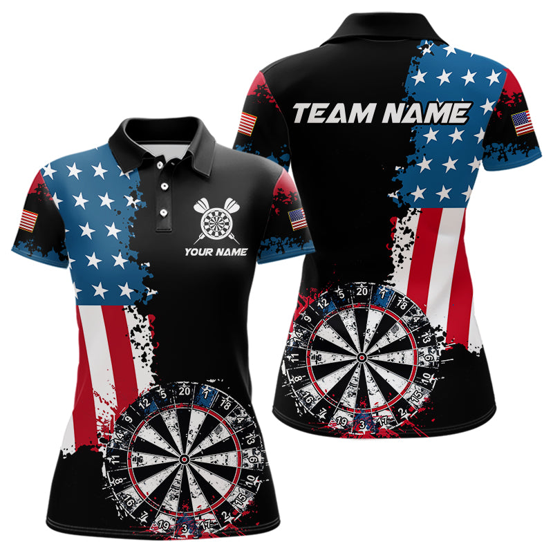 Personalized Grunge Dartboard American Flag Darts Shirts For Women, Patriotic Us Flag Dart Jerseys TDM3719
