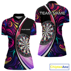 Funny Colorful Neon Swirl Pattern Custom Dart Shirts For Women, Team Polo & Quarter Zip Dart Jerseys TDM3994