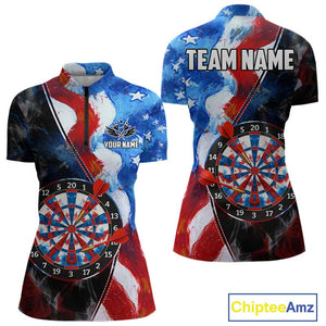 Personalized Watercolor American Flag Dart Shirts For Women Custom Patriotic Darts Team Jerseys TDM4192