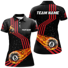 Load image into Gallery viewer, Personalized Ball 8 Fire Racing Road Billiard Jerseys For Women, Best Billiards Shirts For Team |Red TDM2486