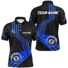 Load image into Gallery viewer, Personalized Ball 8 Fire Racing Road Billiard Jerseys For Men, Best Billiards Shirts For Team |Blue TDM2487