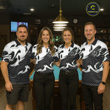 Load image into Gallery viewer, Personalized White Black 3D 8 Ball Billiards Pool Shirts For Men Custom Billiard Team Jerseys TDM5722