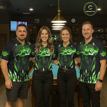 Load image into Gallery viewer, Custom Green Icy Lightning 8 Ball Pool Women Quarter-Zip Shirts, Billiard Team League Jersey TDM1443