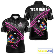 Load image into Gallery viewer, Personalized Billiard Shirts For Men Custom 8 Ball Pool Team Jersey Polo &amp; Quarter Zip | Pink TDM6339