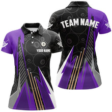 Load image into Gallery viewer, Personalized Black Purple Billiard Pattern Women Polo &amp; 1/4 Zip Shirts, Billiard Team Jersey Uniform TDM1614