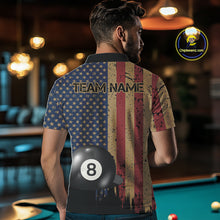 Load image into Gallery viewer, Vintage American Flag 8 Ball Billiard Shirts For Men Custom Patriotic Pool Team Jerseys TDM3998