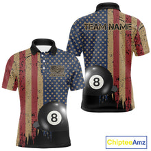 Load image into Gallery viewer, Vintage American Flag 8 Ball Billiard Shirts For Men Custom Patriotic Pool Team Jerseys TDM3998