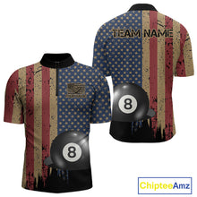 Load image into Gallery viewer, Vintage American Flag 8 Ball Billiard Shirts For Men Custom Patriotic Pool Team Jerseys TDM3998