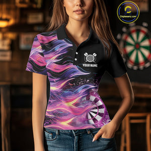 Funny Pink Flame Dart Shirt With Pocket Option For Women Custom Darts Jersey TDM4353