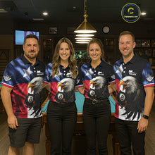 Load image into Gallery viewer, Texas Flag Eagle 8 Ball Women's Billiard Polo &amp; 1/4 Zip Custom Patriotic Team Billiard Pool Jersey TDM5464