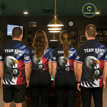 Load image into Gallery viewer, Texas Flag Eagle 8 Ball Women's Billiard Polo &amp; 1/4 Zip Custom Patriotic Team Billiard Pool Jersey TDM5464