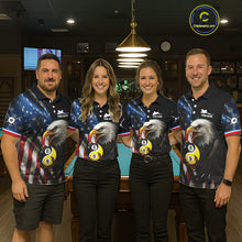 Load image into Gallery viewer, American Flag Yin-Yang 8&amp;9 Ball Eagle Billiard Shirt For Women Custom Patriotic Billiard Team Jersey TDM5465