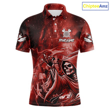 Load image into Gallery viewer, Red Grim Reaper Galaxy Dart Shirt For Men Custom Darts Jersey Pocket Option TDM6081