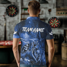 Load image into Gallery viewer, Blue Grim Reaper Galaxy Dart Shirt For Men Custom Darts Jersey Pocket Option TDM6082