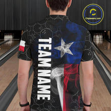 Load image into Gallery viewer, Personalized Texas Flag Smoke Bowling Shirt For Men, Patriotic Bowling Team Jersey Polo &amp; 1/4 Zip TDM6088